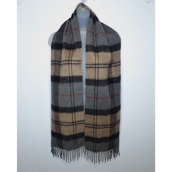 Allen Solly 100% Cashmere Scarf Fringe Plaid Tartan 68" x 11.25" Unisex - Picture 2 of 7